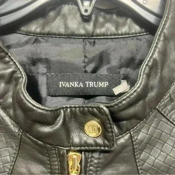 Ivanka Trump Black Moto Jacket Size 1X Gold Accent Button And Zippers - Picture 3 of 11